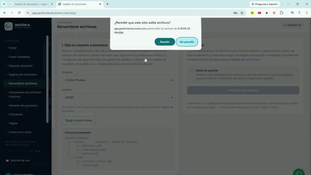 Módulo Renombrar archivos en funcionamiento