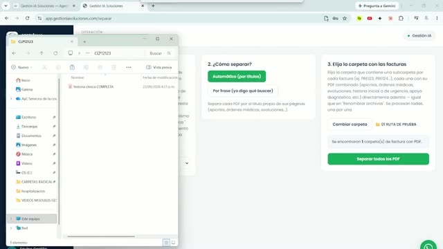 Módulo Separar soportes unidos en funcionamiento